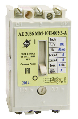Выключатель автоматический 3ф  АЕ 2036-10Н  1,0А